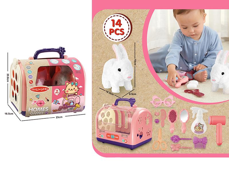 Electric Plush Pet Rabbit Grooming Set 14pcs