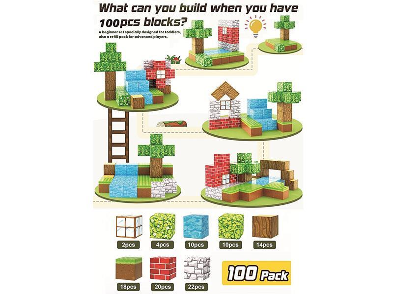 Magnetic Building Blocks 100ocs + 3 Dolls