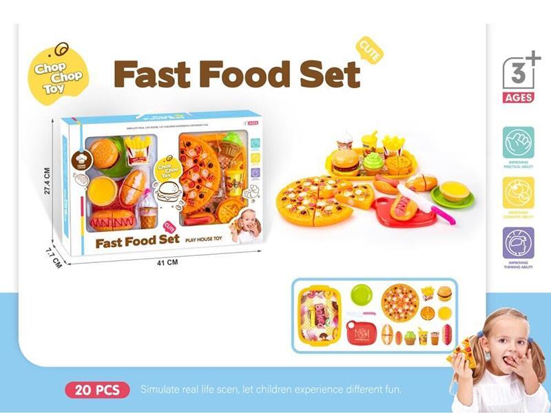 A 20-Piece Set Of House Toys, Food Toys, Hamburgers, Cheele Pizza And Fast Food