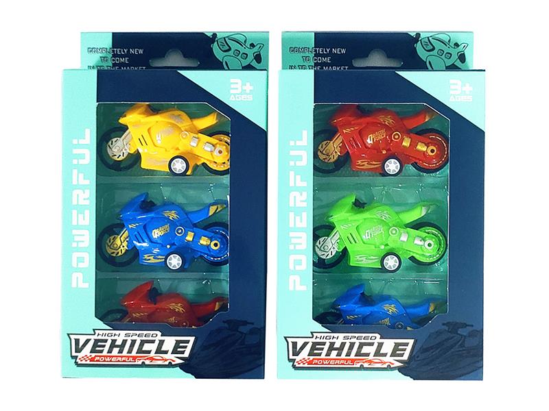 Pull Back Motorcycles 3pcs