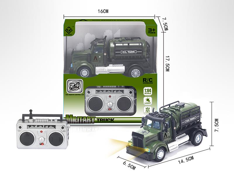1:64 4-Channel 2.4G Remote Control Military Oil Tank Truck(American Style)