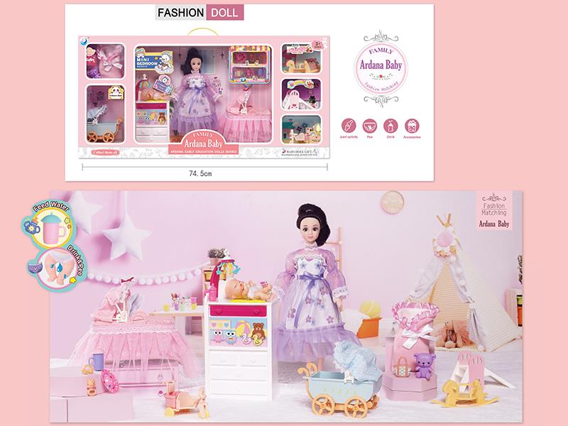 12 Inch Mami And Baby Doll Bedroom Set