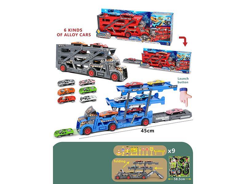 Folding Container Trucks (6 Alloy Trucks, 9 Road Signs, 1 Map)