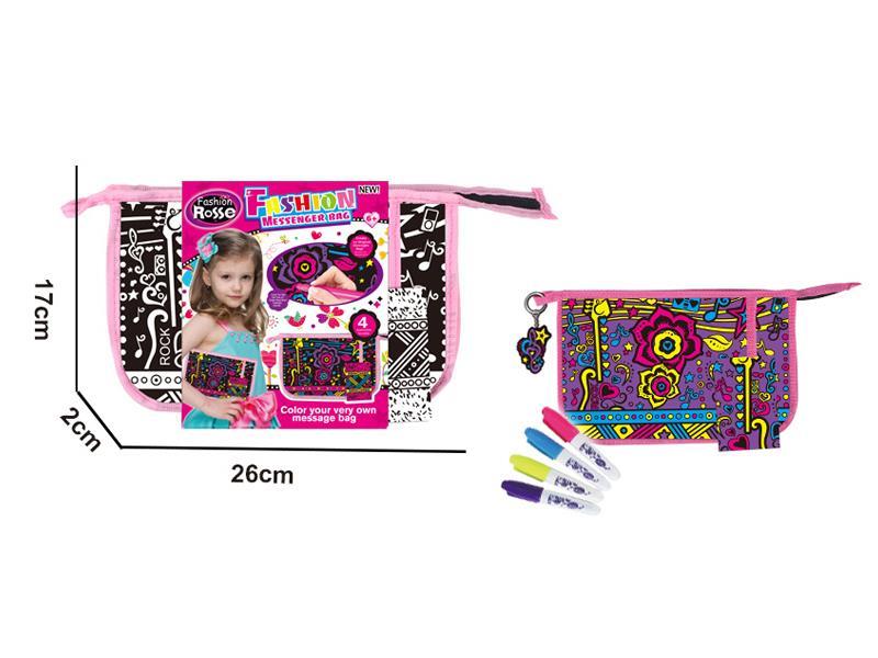 DIY Red Heart Hand Bag With Ornament(4 Colour Washable Pen)