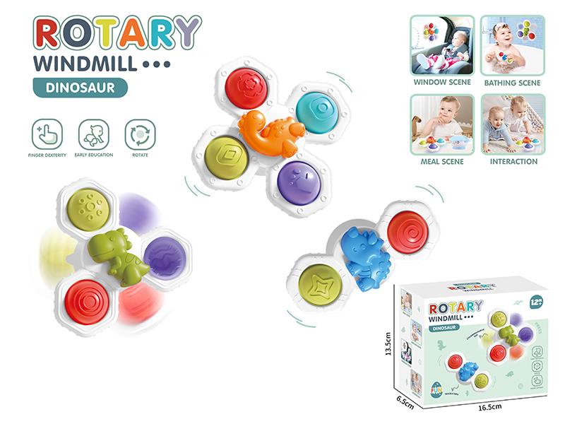 Silicone Dinosaur Rotary Windmill Suction Cup Spinner Toy