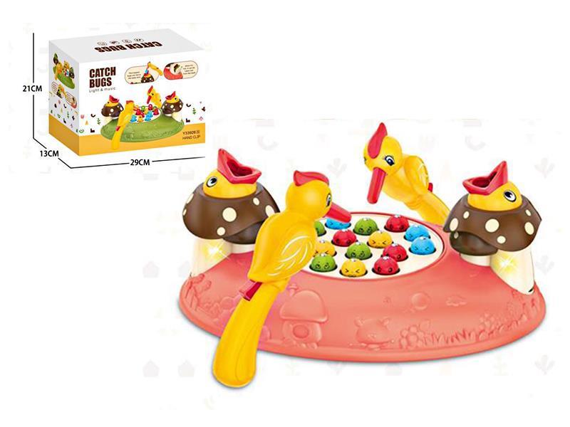 B/O Parent Child Woodpecker Insect Catching Magnet With Music