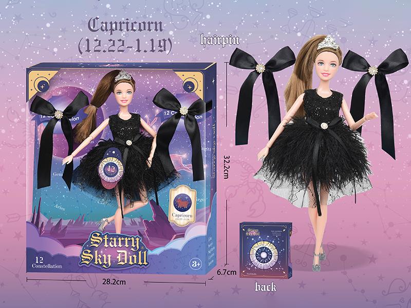11.5 Inch 12-Joint Constellation Fashion Doll - Capricorn(12.22-1.19)With 2 Hairpins, Crown