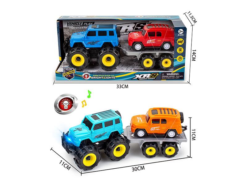 Friction Hummer Off-Road Vehicle Trailer Set With Lights