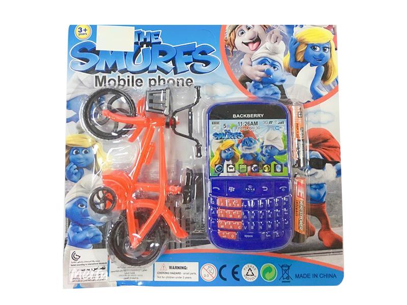 The Smurfs Mobile Phone + Bicycle Toy + Batteries