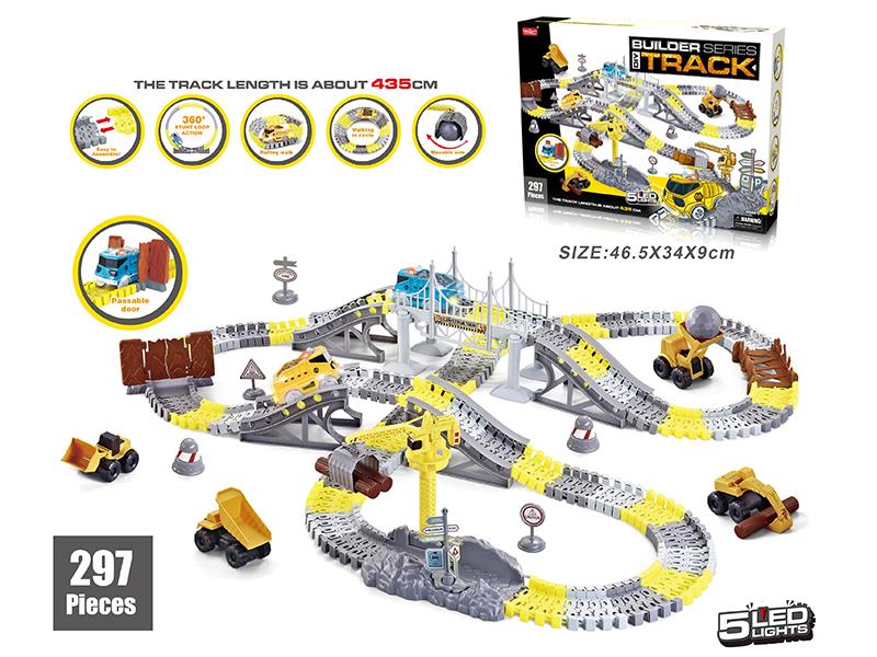 Electric Engineering Car 360° Rotating Track With Lights 297PCS(Not Included Batteries)