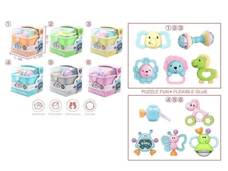 Small Hand Box Baby Rattle 5pcs