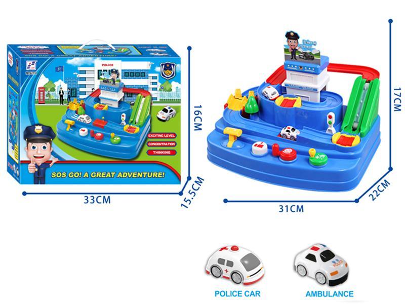 Mechanical Track Police Car Adventure With Two Cars