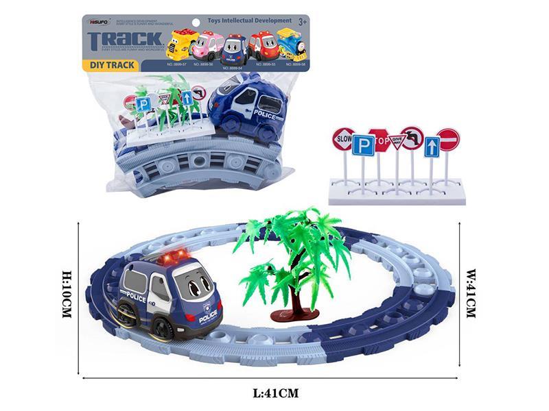 B/O Cartoon Police Car DIY Track Set(With Light And Music)