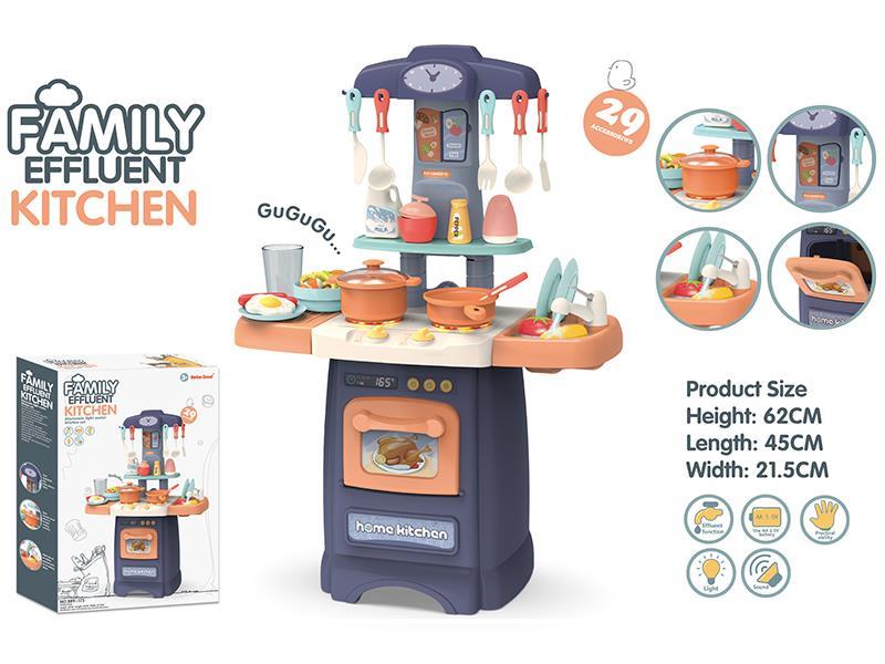 Kithchen Play Set With Effluent Function,Light,Sound