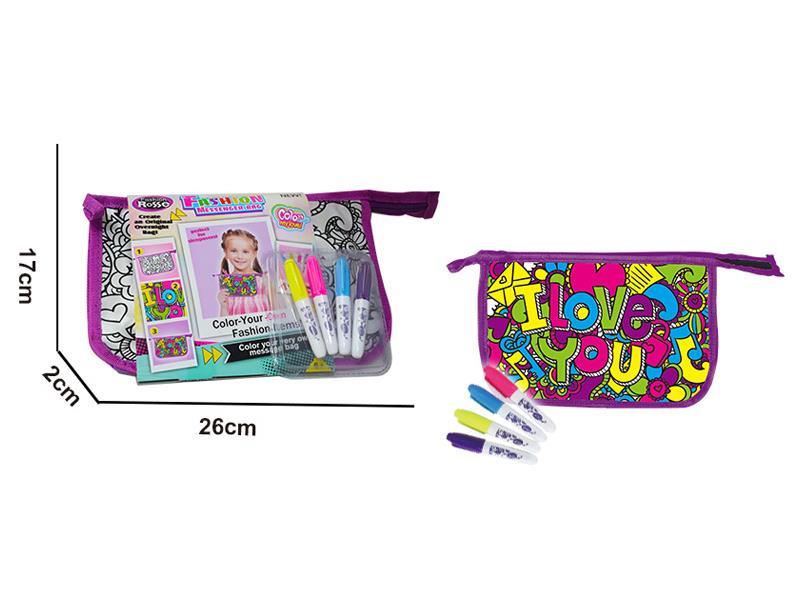 DIY I LOVE YOU Purple English Bag