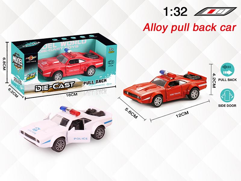 1:32 Dodge Alloy Open Doors Pull Back Police Car