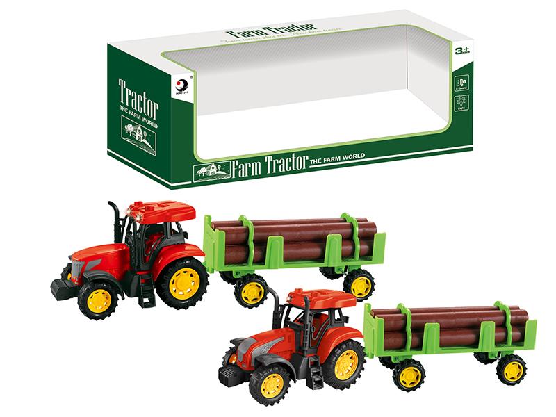 Friction Farm Tractor With Timber Trailer(Lights And Music)