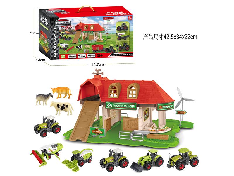 Alloy Car Farm Parking Lot Scene Set