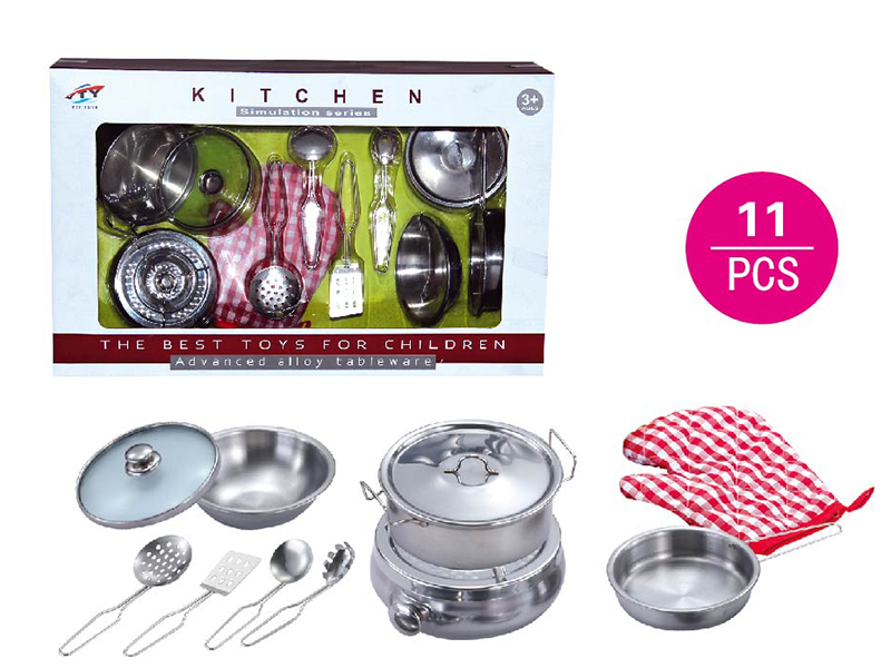 Stainless steel tableware toy with glass cover
