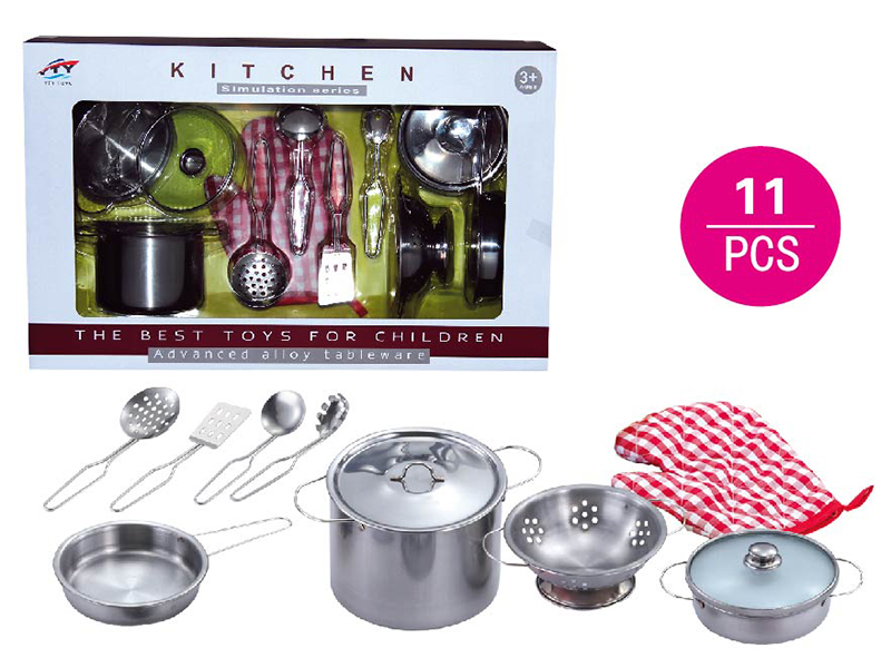 Stainless steel tableware toy with glass cover