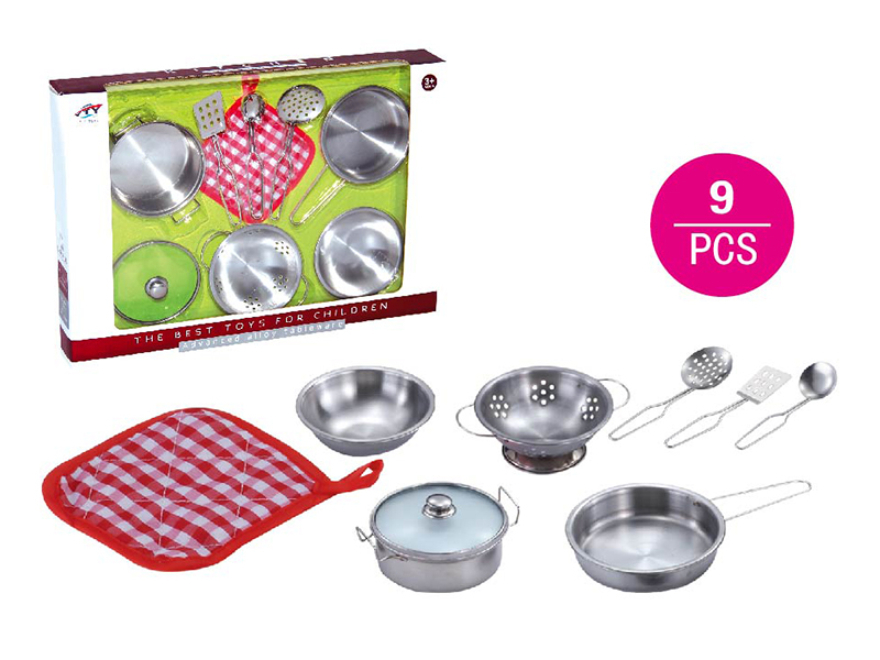 Stainless steel tableware toy with glass cover