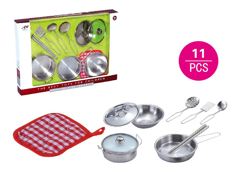 Stainless steel tableware toy with glass cover