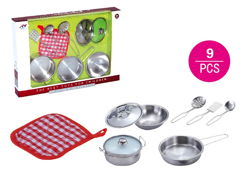 Stainless steel tableware toy with glass cover