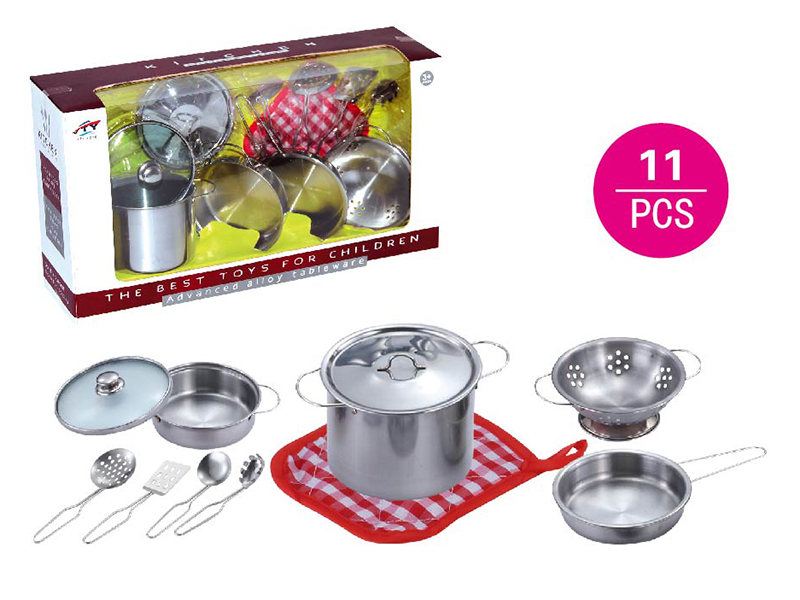 Stainless steel tableware toy with glass cover