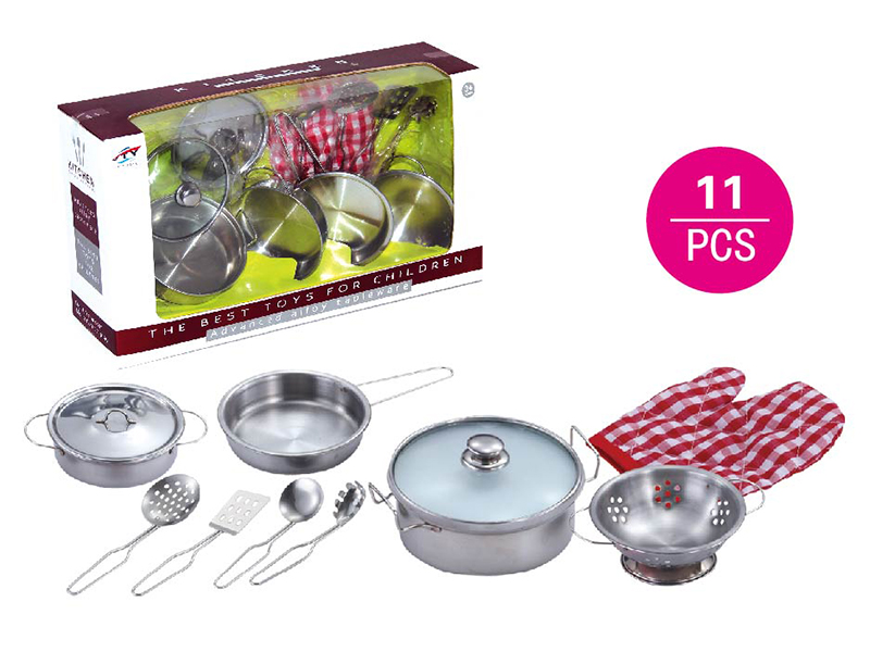 Stainless steel tableware toy with glass cover