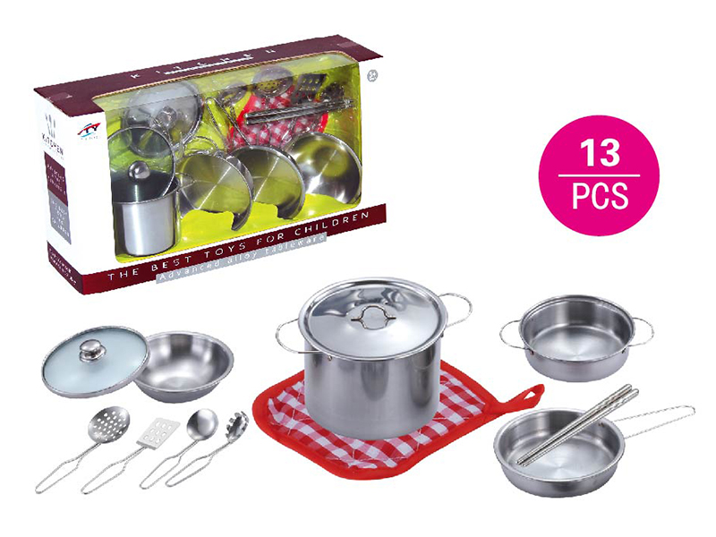 Stainless steel tableware toy with glass cover