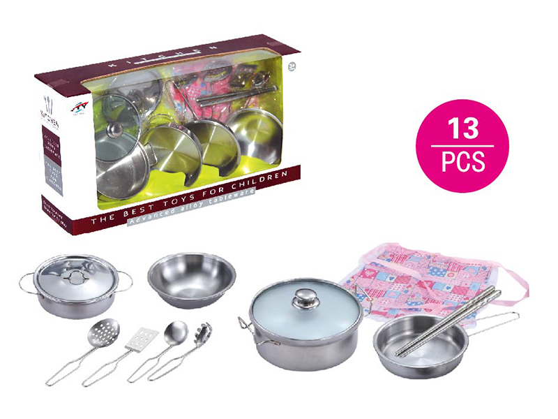 Stainless steel tableware toy with glass cover