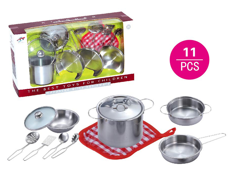 Stainless steel tableware toy with glass cover