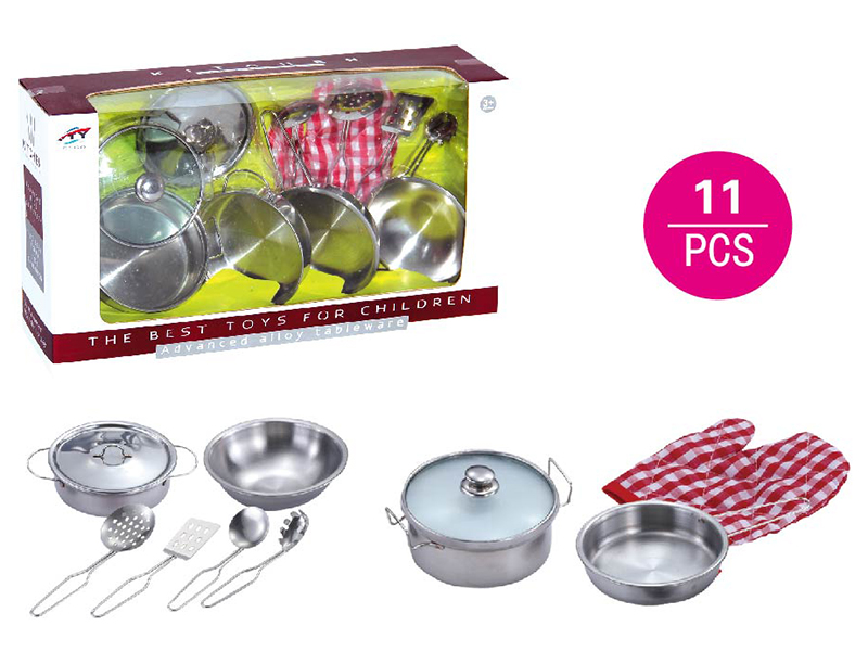Stainless steel tableware toy with glass cover