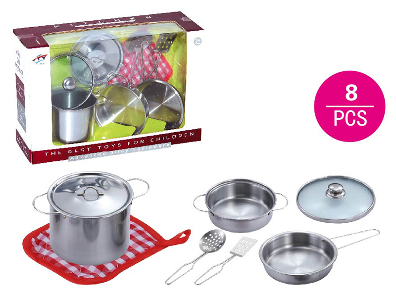 Stainless steel tableware toy with glass cover