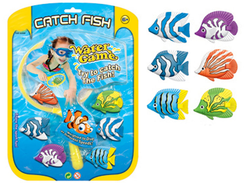 Diving tropical fish (with a scoop net)
