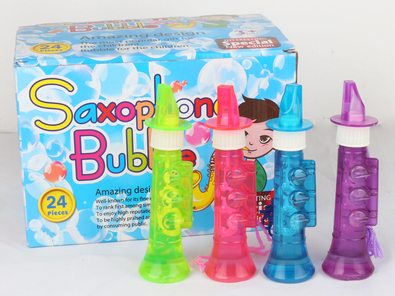 24PCS Horn Bubble Toys with Whistle   4 Colors