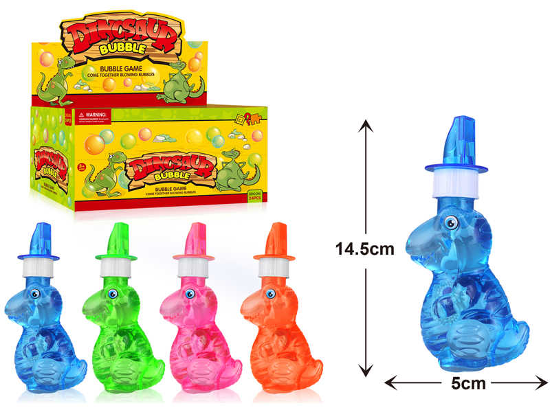 24PCS  Dinosaur  Bubble Toys  with Whistle   4 Colors