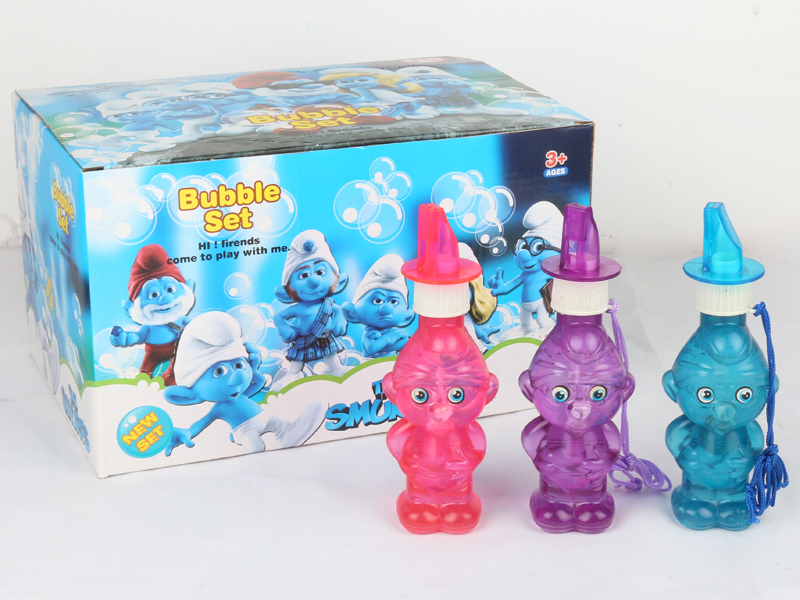 24PCS The Smurfs  Bubble Toys with Whistle 4 Colors