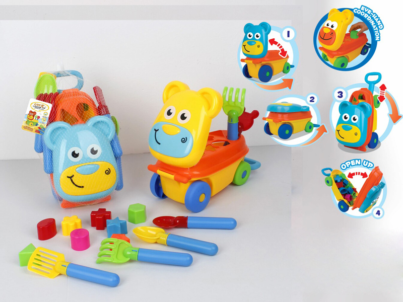 Bear Building Car With Beach Tools