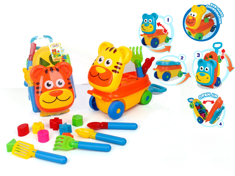 Tiger Building Car With Beach Tools