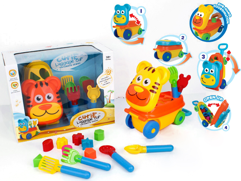 Tiger Building Car With Beach Tools