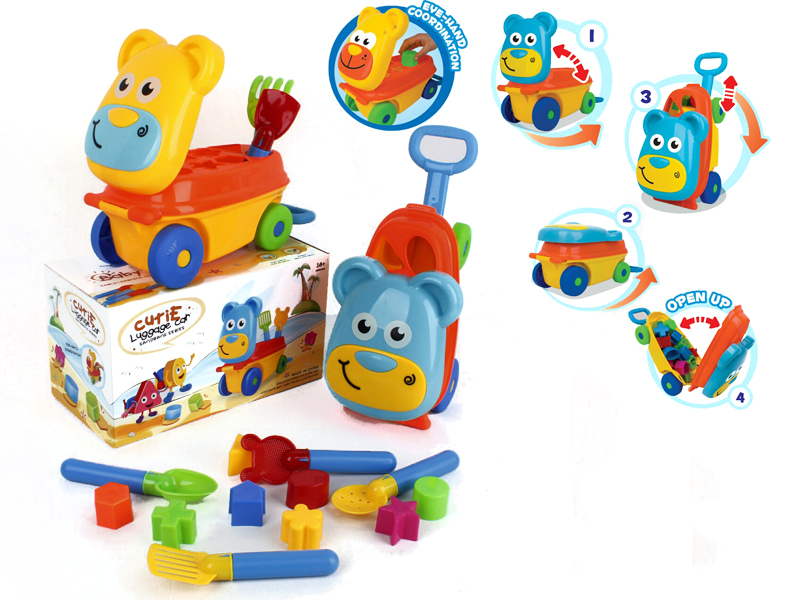 Bear Building Car With Beach Tools