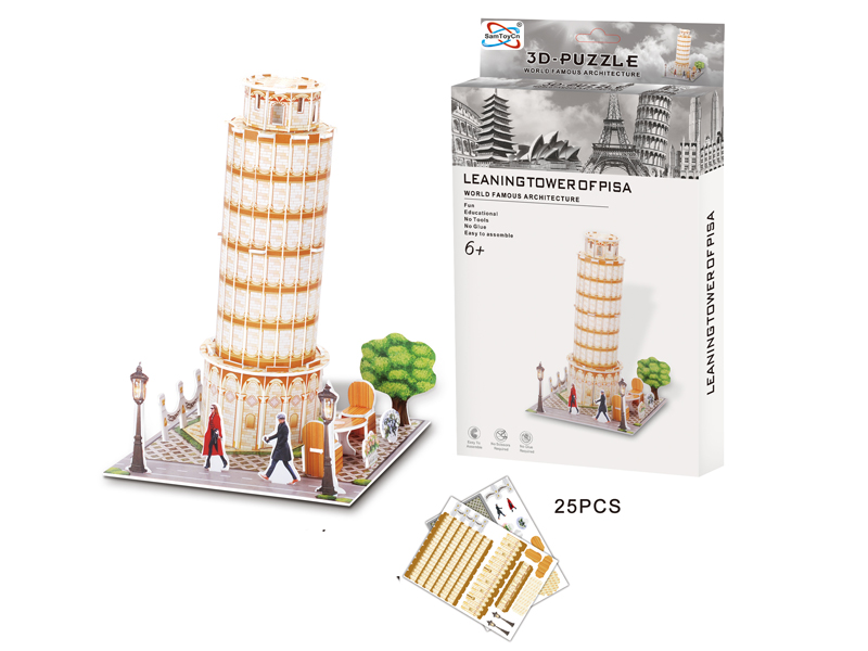 25PCS Leaning Tower Of Pisa 3D Jigsaw Puzzle (English)