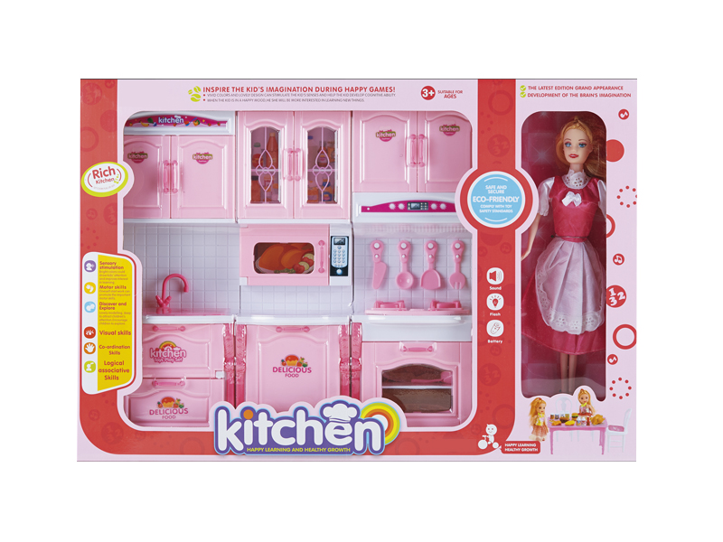 Kitchen Toy With Doll And Light And Sound