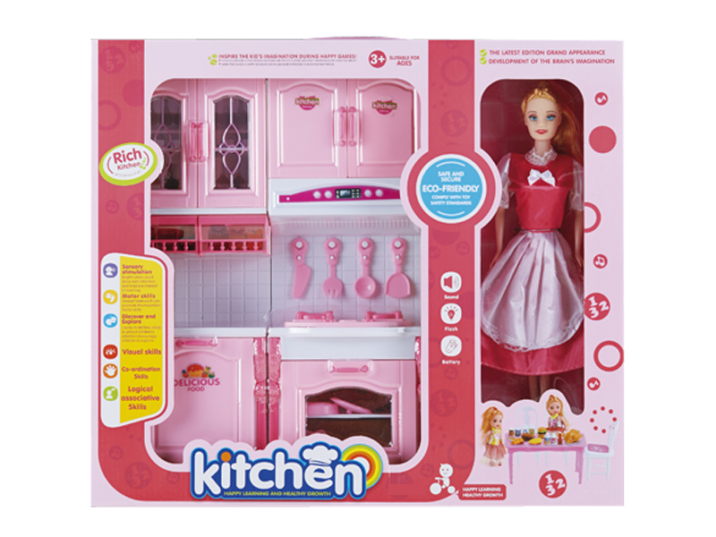 Kitchen Toy With Doll And Light And Sound