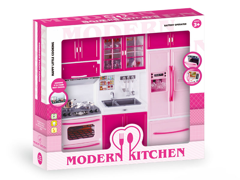 Pink Non-transparent Kitchen Combination