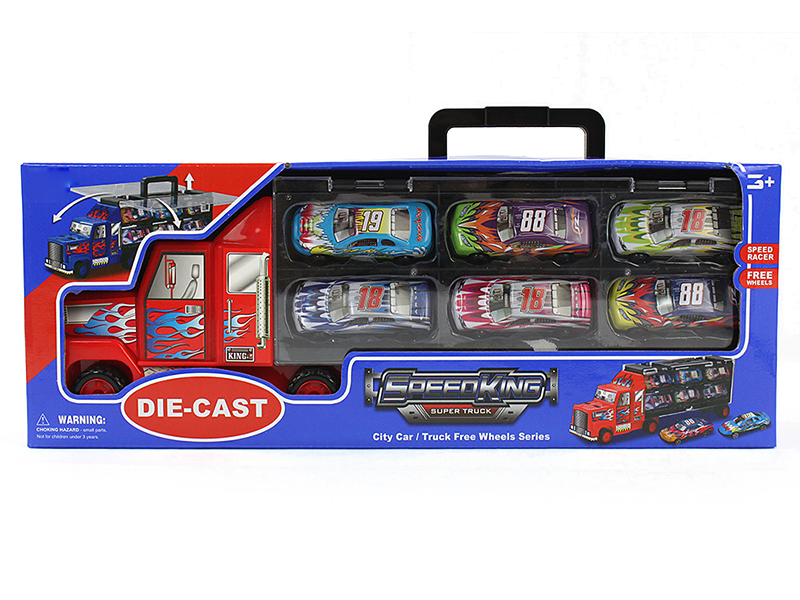 Container truck With 6  Car(2 color mixed)