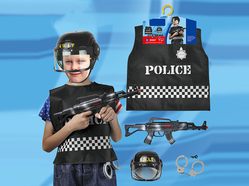 Police Costume With Gun And Helmet