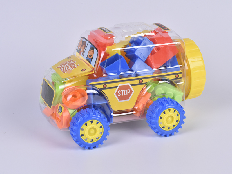 Mini Small School Bus Intelligence Building Blocks（about 30pcs）