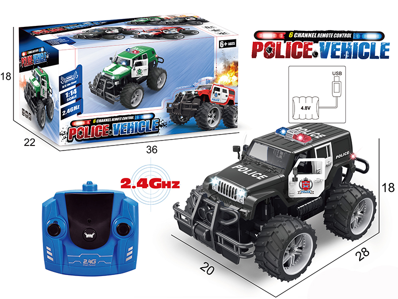 1:14 Wrangler Police Car 6CH Big Wheels Off-Road Vehicle